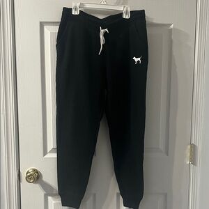 PINK Victoria's Secret Black Joggers with White Drawstring